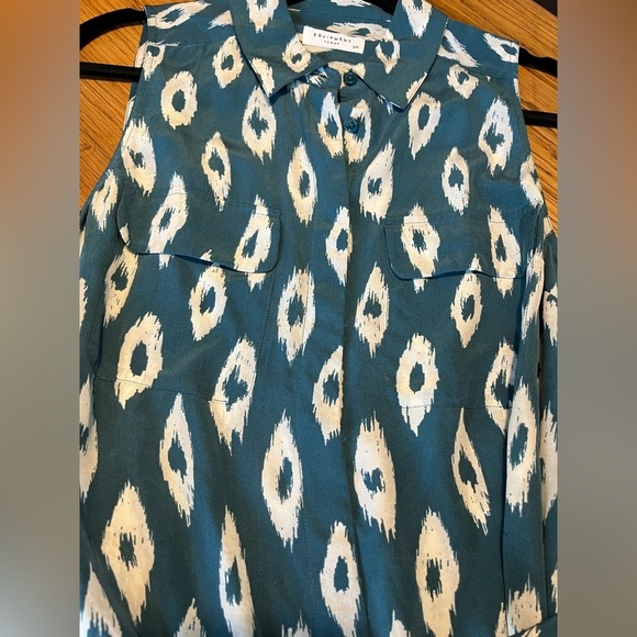 Equipment Silk Blue and White Halter Midi/Maxi Sundress Size Small - Picture 7 of 10